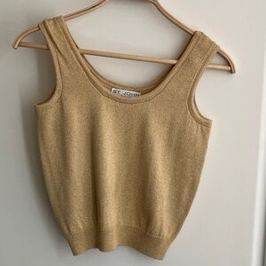 St. John Basics by Marie Gray Vintage Metallic Gold Knit Tank Women’s Size Small